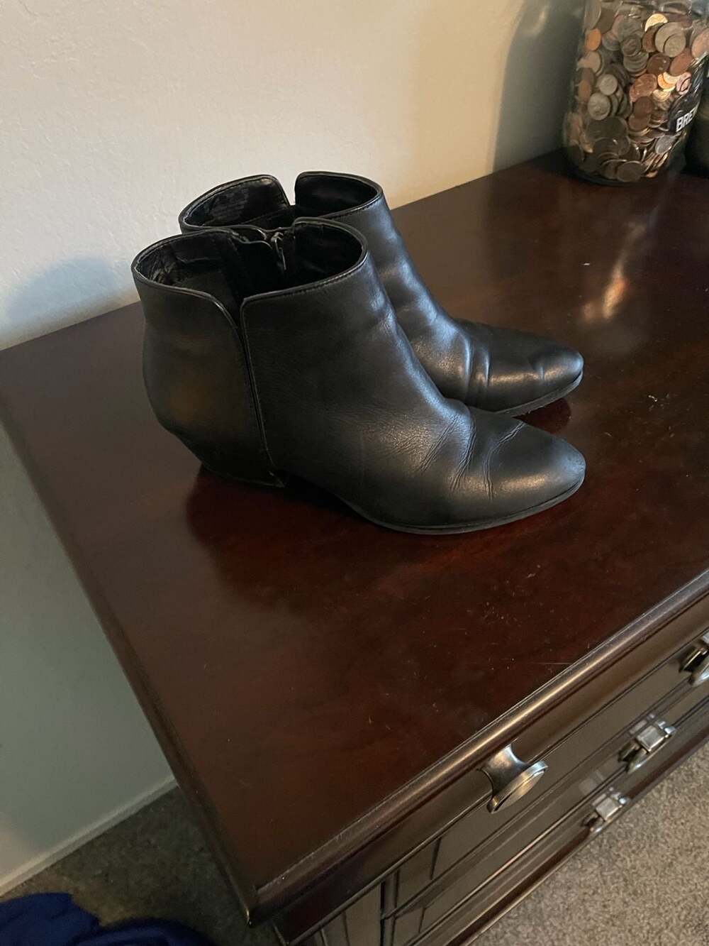 Franco Sarto Quasar Black Leather Ankle Booties Size 9M